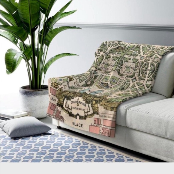 Vintage Versailles French Paris Map Print Throw Blanket 50x60 inches - Picture 3 of 6